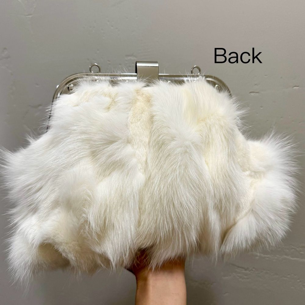 Unique Real Fox Fur Handmade Rivet Metal Frame Push Lock Shoulder Bag/Crossbody - Picture 12 of 16